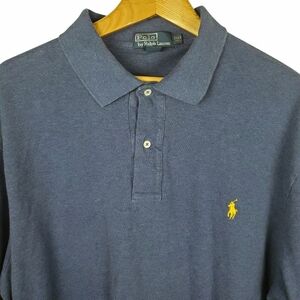 Polo by Ralph Lauren Men's 2XLT Blue Polo Shirt. Long Sleeve. #0156